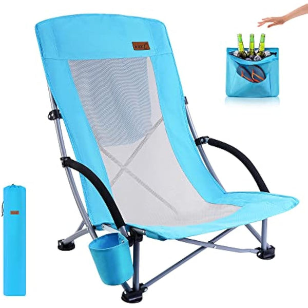 Nice C Beach Camping Chair, Folding Chair w/Cooler High Back, Ultralight Chair with Cup Holder & Carry Bag Compact & Heavy Duty Outdoor, Camping, BBQ, Beach, Travel, Picnic, Festival (1 Of Orange)
