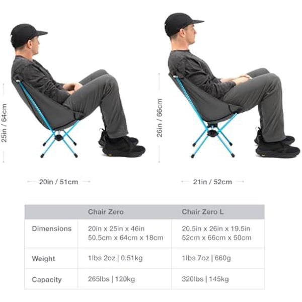 Helinox Chair Zero Ultralight Compact Large Camping Chair Grey, 0.63kg Outdoor Chairs, Folding Chairs for Outside, Hiking, Backpacking, Camping, Adventures