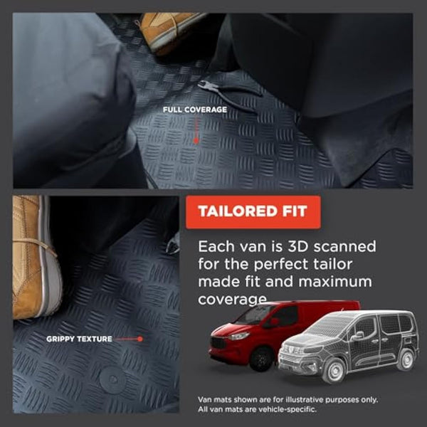 Toyota Hilux (2005-2011) Rubber Van Mats Accessories Tailored Fit Compatible Accessory Waterproof Protection Non-Slip Car Floor Mats 3mm Thick Full Coverage Durable Coverage with Clips