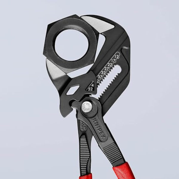 Knipex Pliers Wrench pliers and a wrench in a single tool grey atramentized, with non-slip plastic coating 250 mm 86 01 250