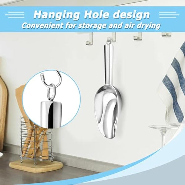 Ice Scoop, Stainless Steel Sweet Candy Food Scoop for Kitchen Bar Buffet Party Wedding, Heavy Duty & Dishwasher Safe - 5oz