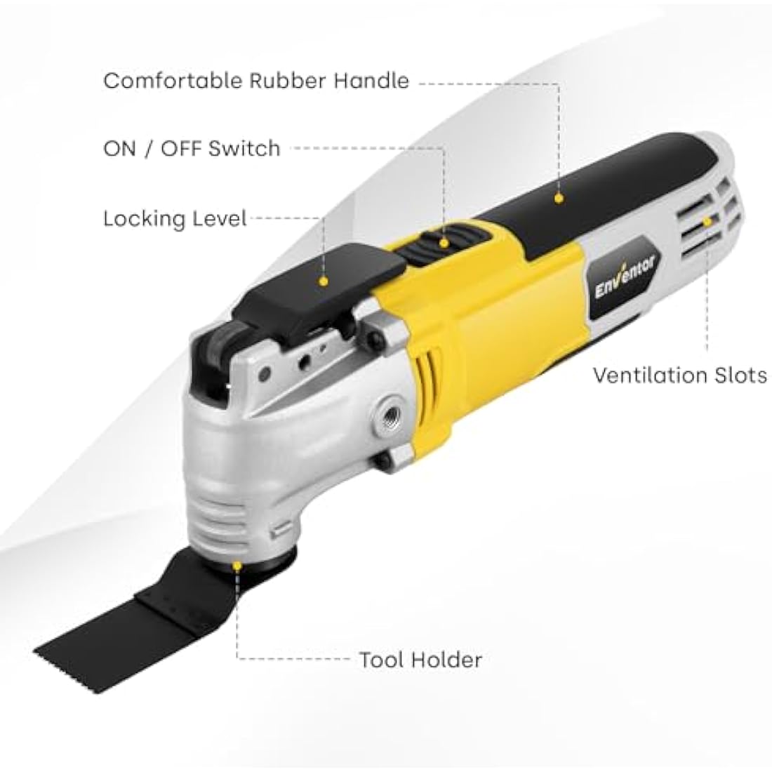 Enventor Oscillating Multi Tools, 300W 15000-22000 OPM Electric Corded Multi Tool, 6 Variable Speeds, 3°Oscillation Angle, Quick-fit Blade Design, with 28pcs Accessories for Cutting, Sanding, Scraping