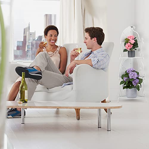 Relaxdays Metal Plant Stand, 4 Tiers, Decorative Rack, Indoor & Outdoor, HxWxD: 113.5 x 31 x 31 cm, Corner Shelf, White, Iron