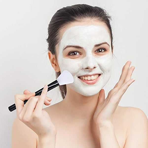 Face Mask Brush Silicone 2PCS Flexible Facial Mud Mask Applicator Brush, Hairless Moisturizers Applicator Tools, Wood Handle Mask Applicator for Mud, Clay, Charcoal Mixed Mask