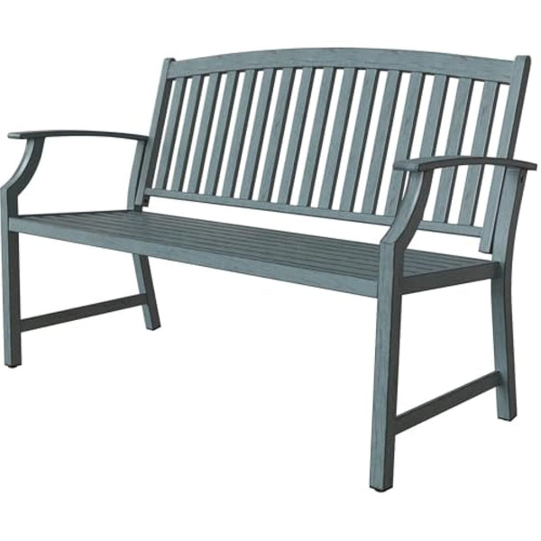 Grand patio Outdoor Bench, Garden Bench with Anti-Rust Aluminum Steel Metal Frame, Choice of Colours, Suitable for Indoor, Outdoor, Patio, Park (Gray Blue)