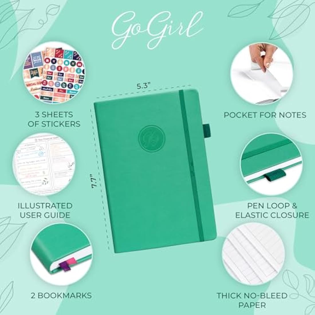 GoGirl Budget Planner – Monthly Financial Planner Organizer Budget Book. Expense Tracker Notebook Journal to Control Your Money. Undated – Start Any Time, 13.5x19cm, Lasts 1 Year – Emerald