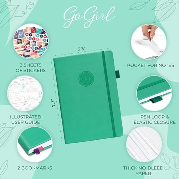 GoGirl Budget Planner – Monthly Financial Planner Organizer Budget Book. Expense Tracker Notebook Journal to Control Your Money. Undated – Start Any Time, 13.5x19cm, Lasts 1 Year – Emerald