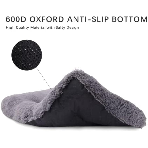 Jaspuriea Medium Dog Bed Washable Dog Crate Mattress Calming Fluffy Anti Anxiety Dog Beds Deluxe Plush Dog Mat with Anti-Slip Bottom, Dark Grey, 75x50x7cm