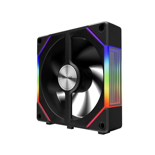 GAMDIAS 120mm ARGB PC Case Fans, Computer Case Fan, Cabless Daisy Chain Connection, Dual Infinity Mirror Lighting, Swappable Fan Blade for Reverse Airflow, Performance 30mm Thick, With Control Box