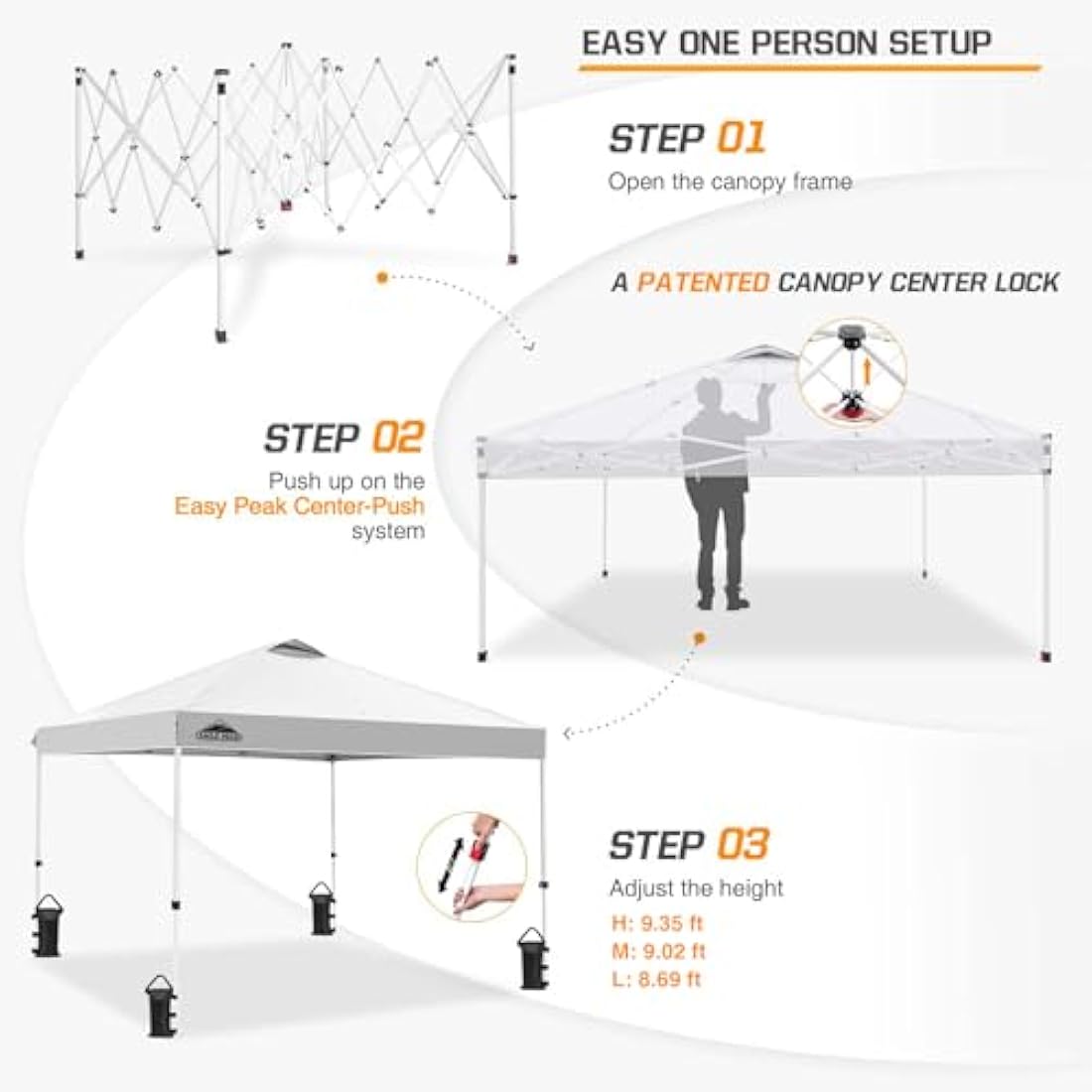 EAGLE PEAK 3m x 3m Pop Up Canopy Tent