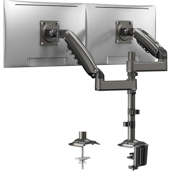 HUANUO Taller Dual Monitor Stand Long Arms for 13 to 32 inch Screens, Monitor Arm Desk Mount with Tilt Swivel Rotation, Height Adjustable Double Arm Mount, Loda Capacity 19.8 lbs, VESA 75 & 100 mm