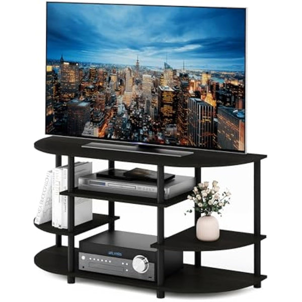 Furinno JAYA Simple Design Corner TV Stand, TV Unit, Entertainment Center, Espresso/Black,106.7 (W) x 57.4 (H) x 39.4 (D) cm