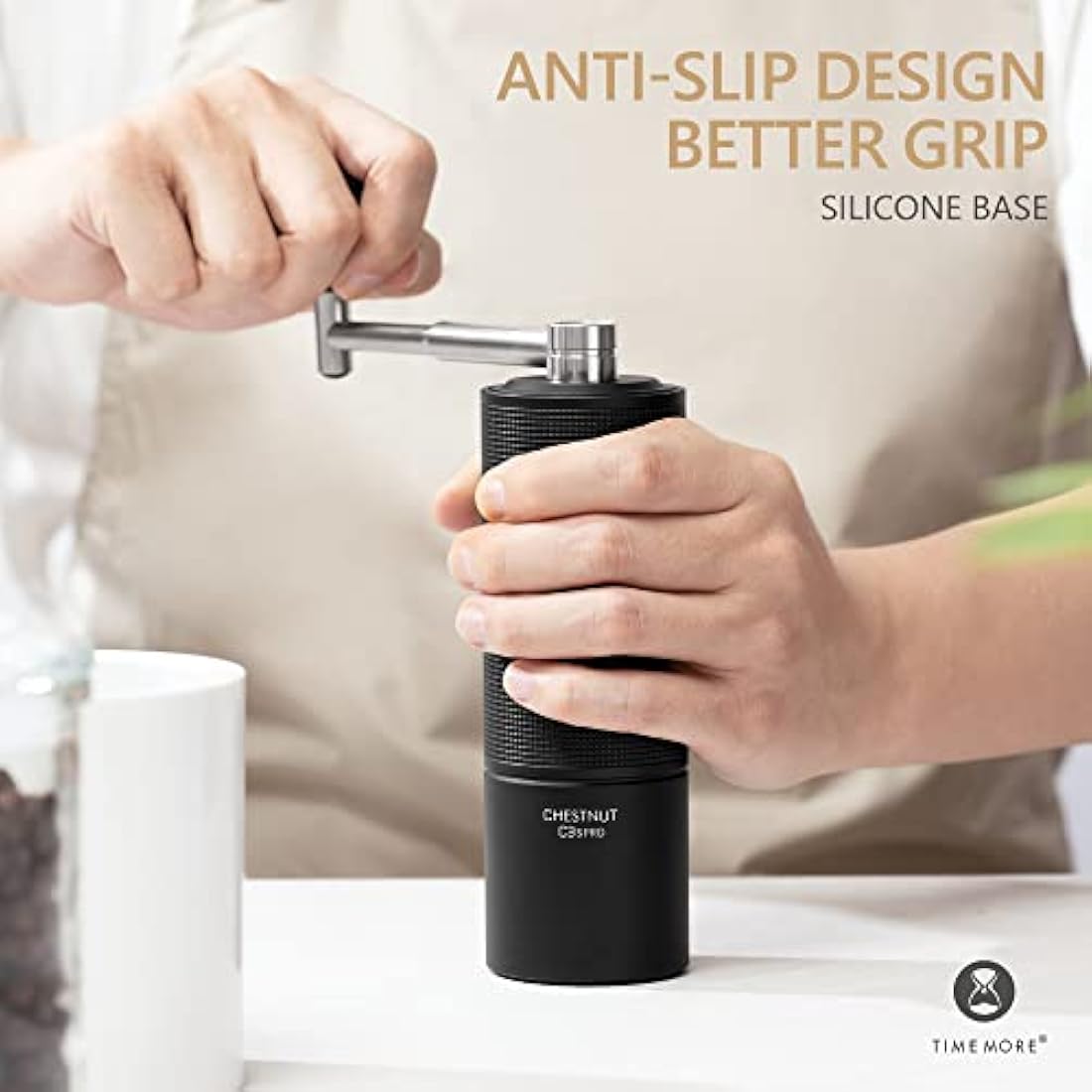 TIMEMORE Chestnut C3S PRO, Coffee Grinder Manual, Upgrade Integrated All-Metal Body, Hand Coffee Grinder with Folding Handle, for Espresso to French Press, Black