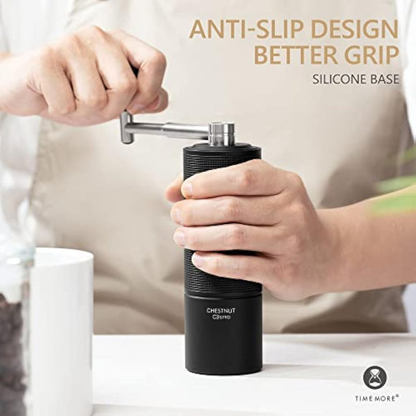 TIMEMORE Chestnut C3S PRO, Coffee Grinder Manual, Upgrade Integrated All-Metal Body, Hand Coffee Grinder with Folding Handle, for Espresso to French Press, Black