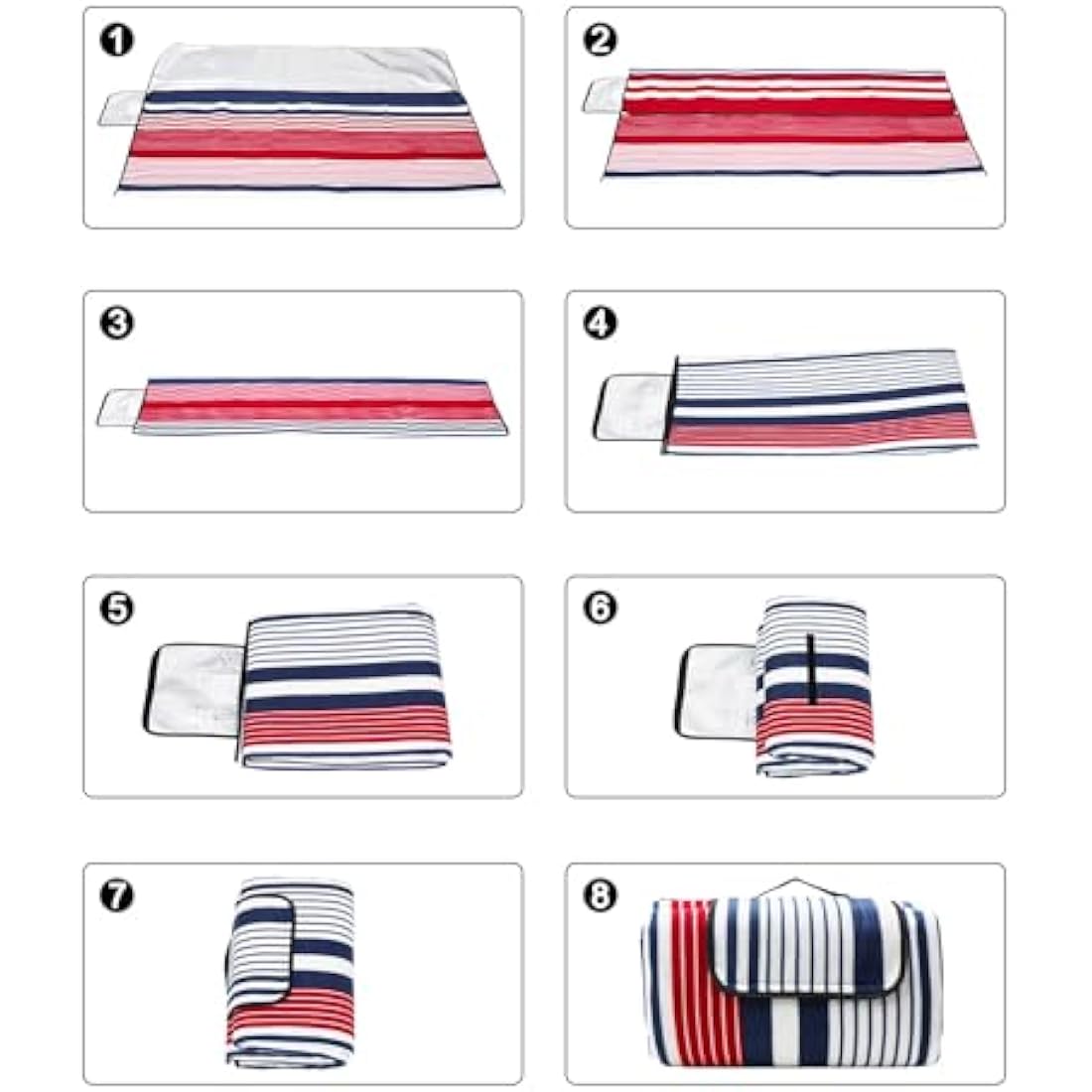 LIVEHITOP Fleece Picnic Blanket Waterproof Backing 200x200 cm - Portable Compact Thickening Extra Large Mat Rug for Camping BBQ Outdoor Indoor