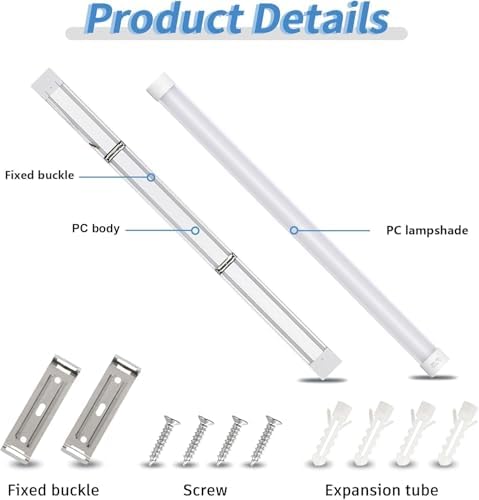 HUMIGA 4 Pack 5FT LED Batten Light, 50W 4500LM Slim Profile Wide Tube Lighting for Ceiling of Indoor Home Garage Shop Office, PC Body, Neutral White 4000K