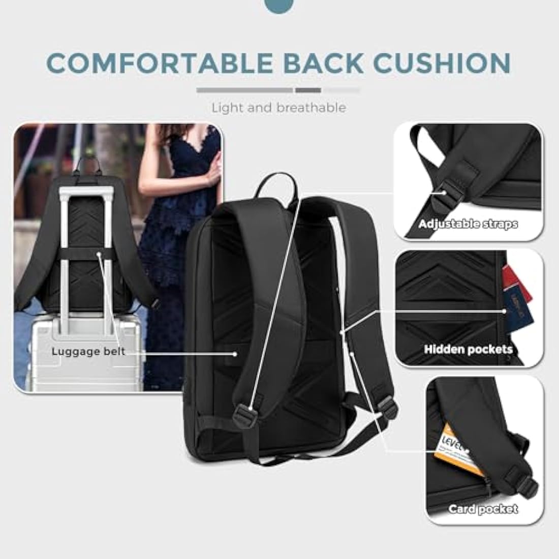 FENRUIEN Laptop Backpack Business Smart Backpack Waterproof fit 15.6 Inch Travel Durable Laptop Backpack with USB Charging Port (Regular)