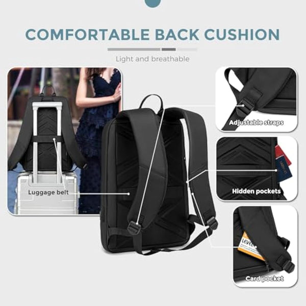 FENRUIEN Laptop Backpack Business Smart Backpack Waterproof fit 15.6 Inch Travel Durable Laptop Backpack with USB Charging Port (Regular)