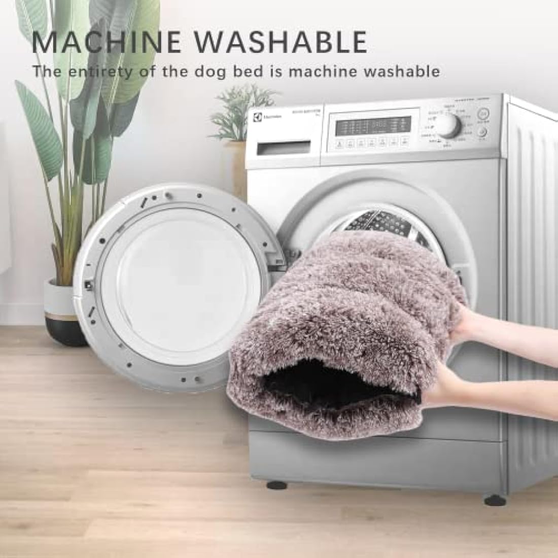 Jaspuriea Small Dog Bed Washable Dog Crate Mattress Calming Fluffy Anti Anxiety Dog Beds Deluxe Plush Dog Mat with Anti-Slip Bottom, Brown,60x45x6cm