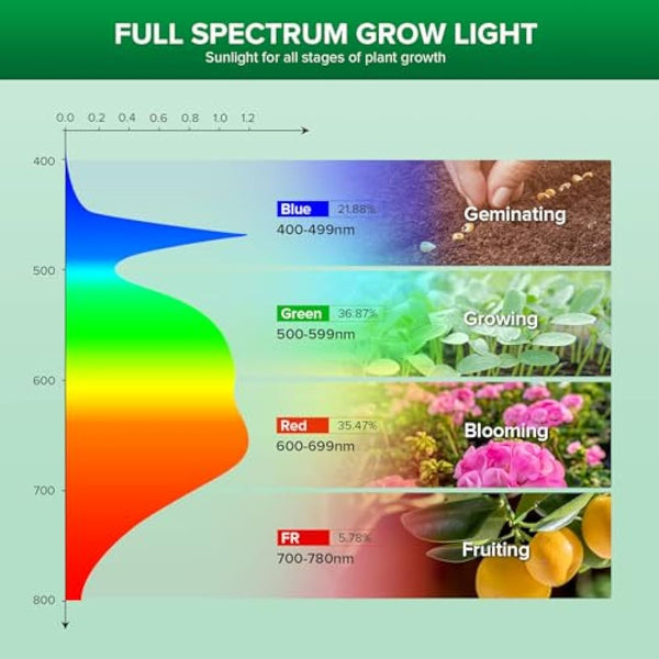 SANSI 24W LED Grow Bulb for Indoor Plants, Full Spectrum E27 Plant Growing Light Bulb 300W Equivalent for Seedlings Plants Flowers Fruits (PPF: 40μmol/s, 60° Beam Angle, Veg Coverage: 2x3 Sq Ft)