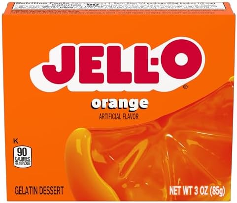 Jell-O Gelatin Dessert 3 Ounce Boxes Pack of 4 (Orange)
