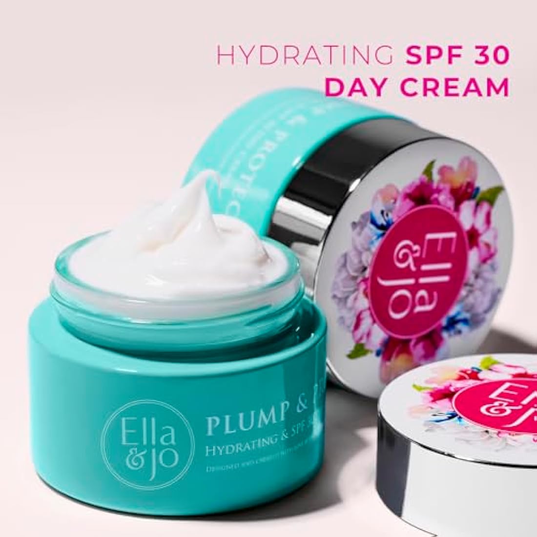 Ella & Jo Plump & Protect Day Cream, SPF 30 + UVA/B Protection, Hyaluronic Acid, Ceramides & Glycerin, Anti-Blue Light Filter, Hydrating Face Moisturiser