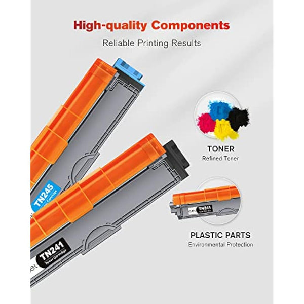 ejet 5 Pack TN241 TN245 Toner Cartridges for Brother TN-241 TN-245 Compatible for DCP-9020CDW DCP-9015CDW HL-3140CW HL-3150CDW HL-3170CDW MFC-9330CDW MFC-9340CDW (2 Black/1 Cyan/1 Magenta/1 Yellow)