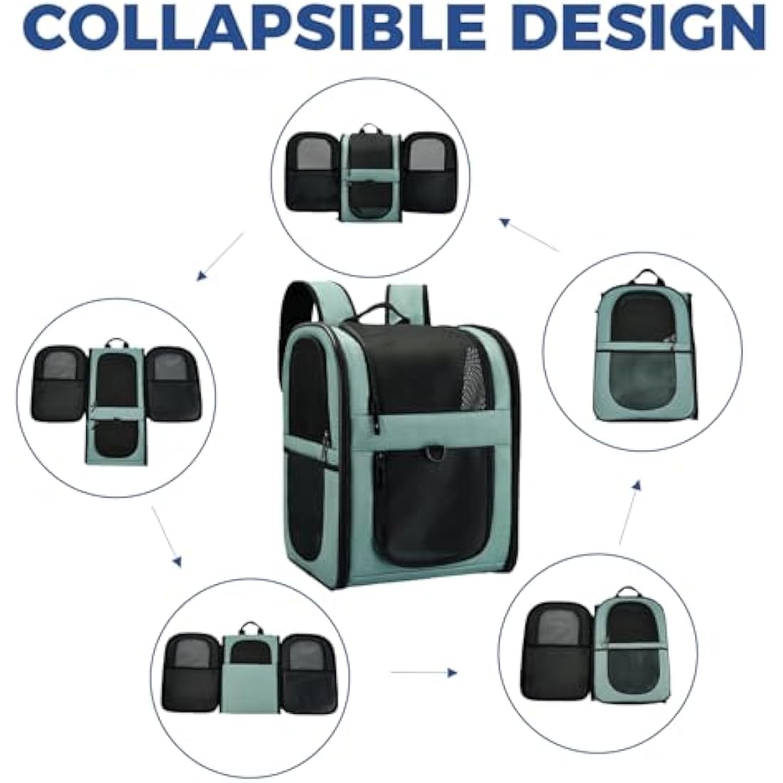 APOLLO WALKER Pet Carrier Backpack for Small Cats and Dogs, Puppies, Two-Sided Entry, Safety Features and Cushion Back Support for Travel, Hiking, Outdoor Use (Blue)