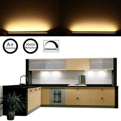 AIBOO Under Cabinet Lights Kit LED Rigid Bar with Dial Dimmer Switch for Kitchen Cupboard Closet Lighting (2700K Warm White, 8 Panels)
