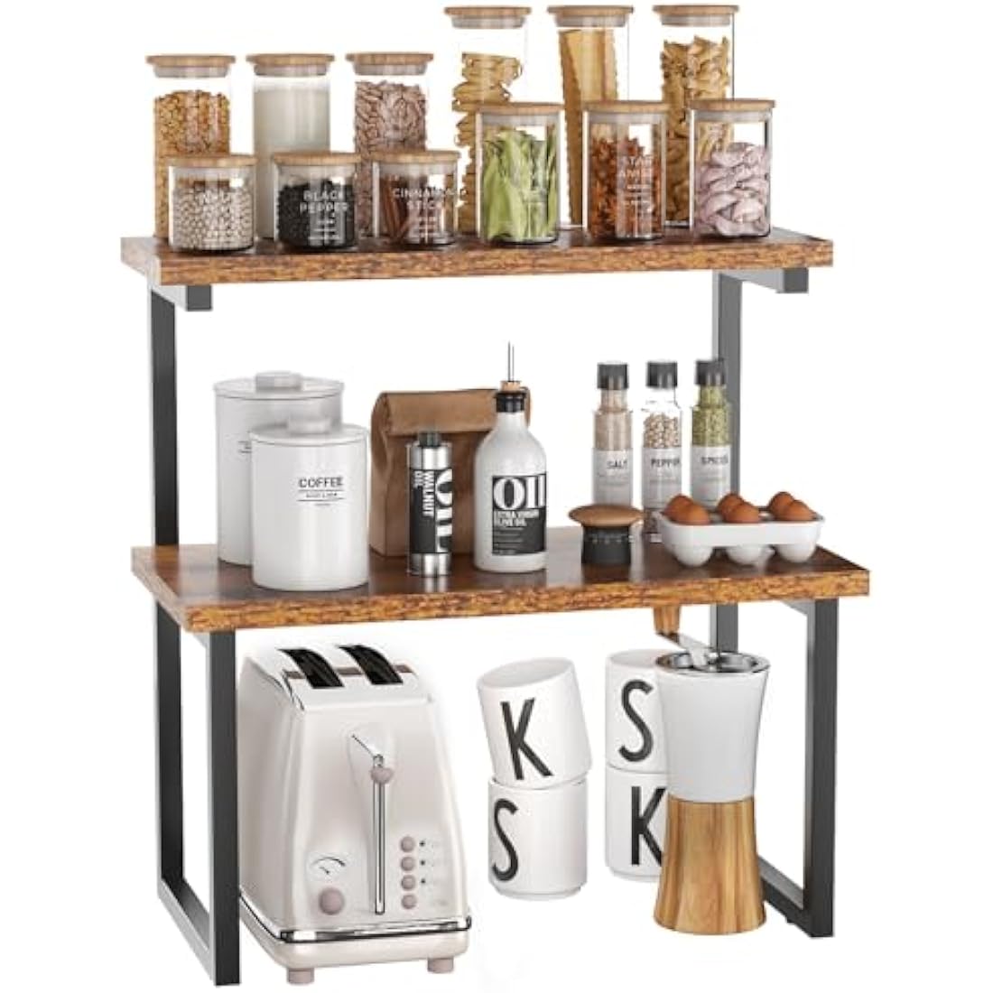 IBUYKE Spice Rack,kitchen countertop organizer Shelf,Extra Large Cabinet Storage Shelf Organizer Rack,Bathroom Storage Shelf,Cosmetic Storage Rack, Pantry Shelf for Kitchen,Dining Room,Office,TLJ001H