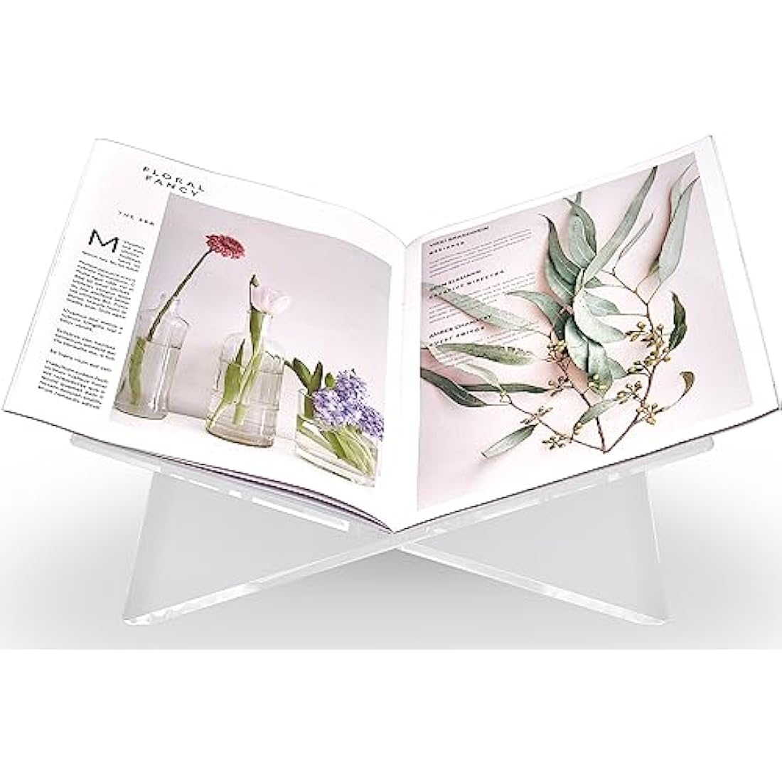 Honygebia Clear Acrylic Book Stands - Cross Frame Acrylic Book Holder, Open Bookstand for Display and Reading, Suitable for Art, Bible, Cookbook, Easel, Magazine, Recipe, Textbooks - 32 x 24 x 14cm