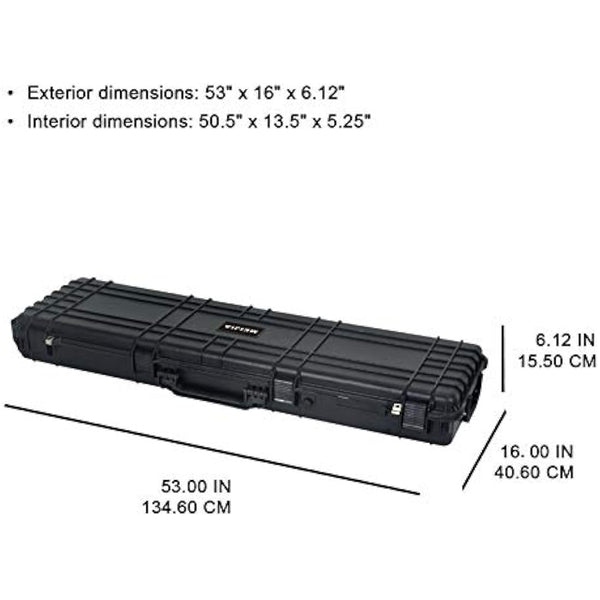 MEIJIA Portable Rolling Waterproof All Weather Hard Rifle Case with Wheels,Customizable Fit Foam Included