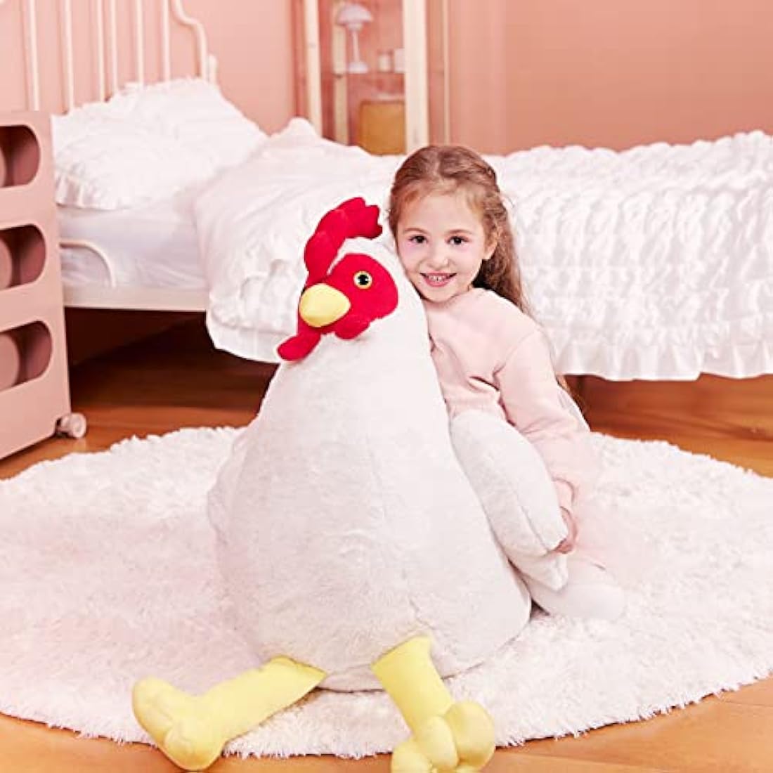 IKASA Giant Chicken Stuffed Animal Plush Toy,60cm Large Hen Henny Big Jumbo Soft Toys,Huge Size Cute Fluffy Plushy Fat Plushie,Gifts for Kids