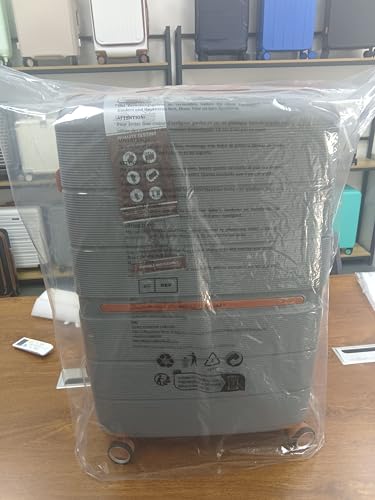 British Traveller 24" Medium Suitcase Lightweight Polypropylene Hard Shell Luggage Hold Check in Suitcase with 4 Wheels and Built-in TSA Lock(Navy, 66cm 60L)