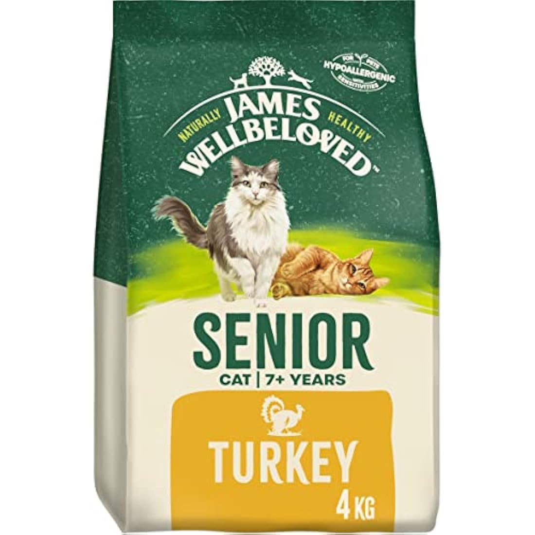 James Wellbeloved Senior Turkey 4 kg Bag, Hypoallergenic Dry Cat Food