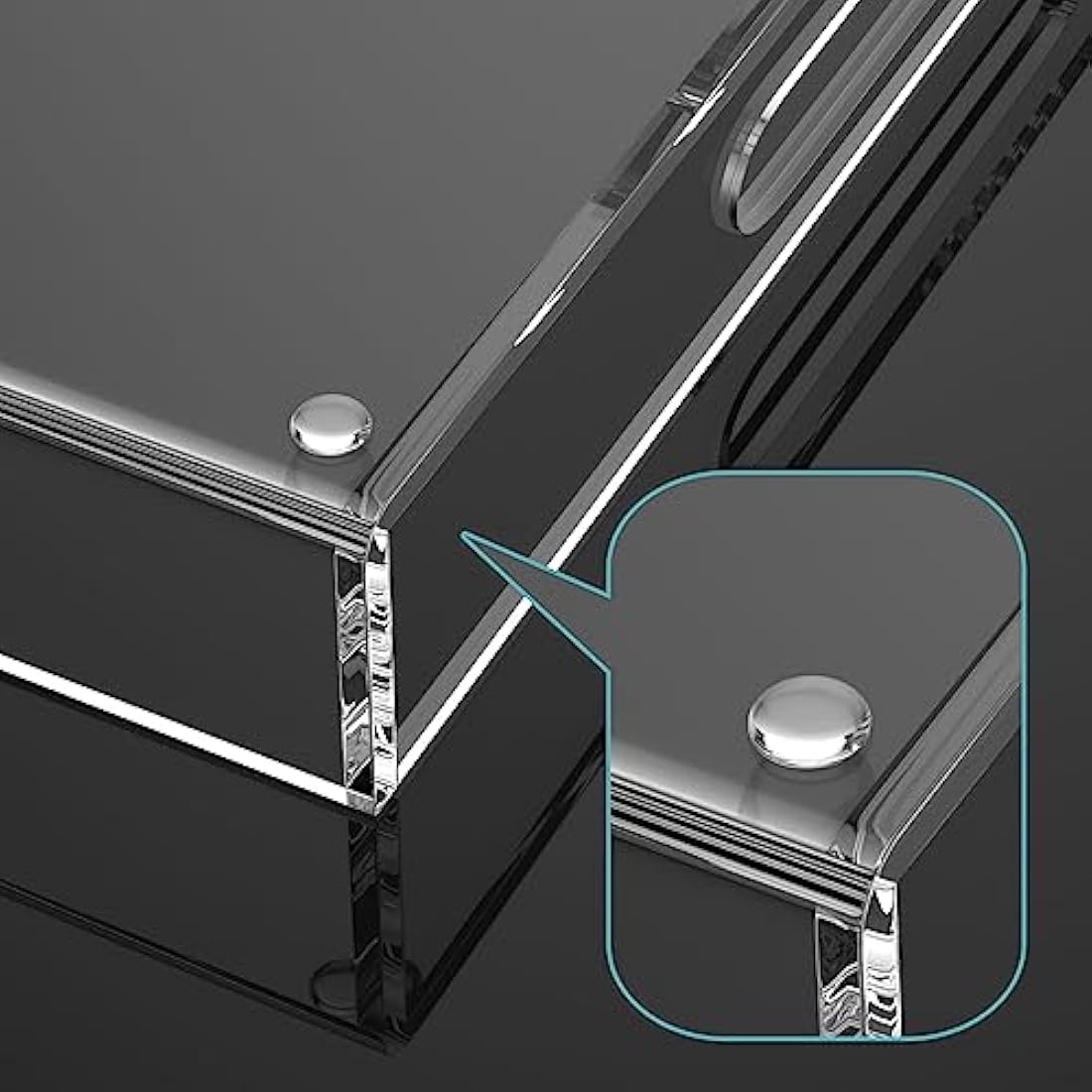 Clear Serving Tray 12x16 Inches/ 30x40 cm -Spill Proof- Acrylic Decorative Tray Organiser for Ottoman Coffee Table Countertop with Handles