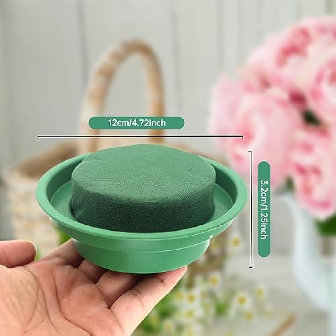 5PCS Dry Floral Foam Brick Round Flower Holder Florist Blocks Dried Floral Foam Base with Bowl Sponge Fresh Flower Arrangement for Florist Floral DIY Craft Home Wedding Decoration