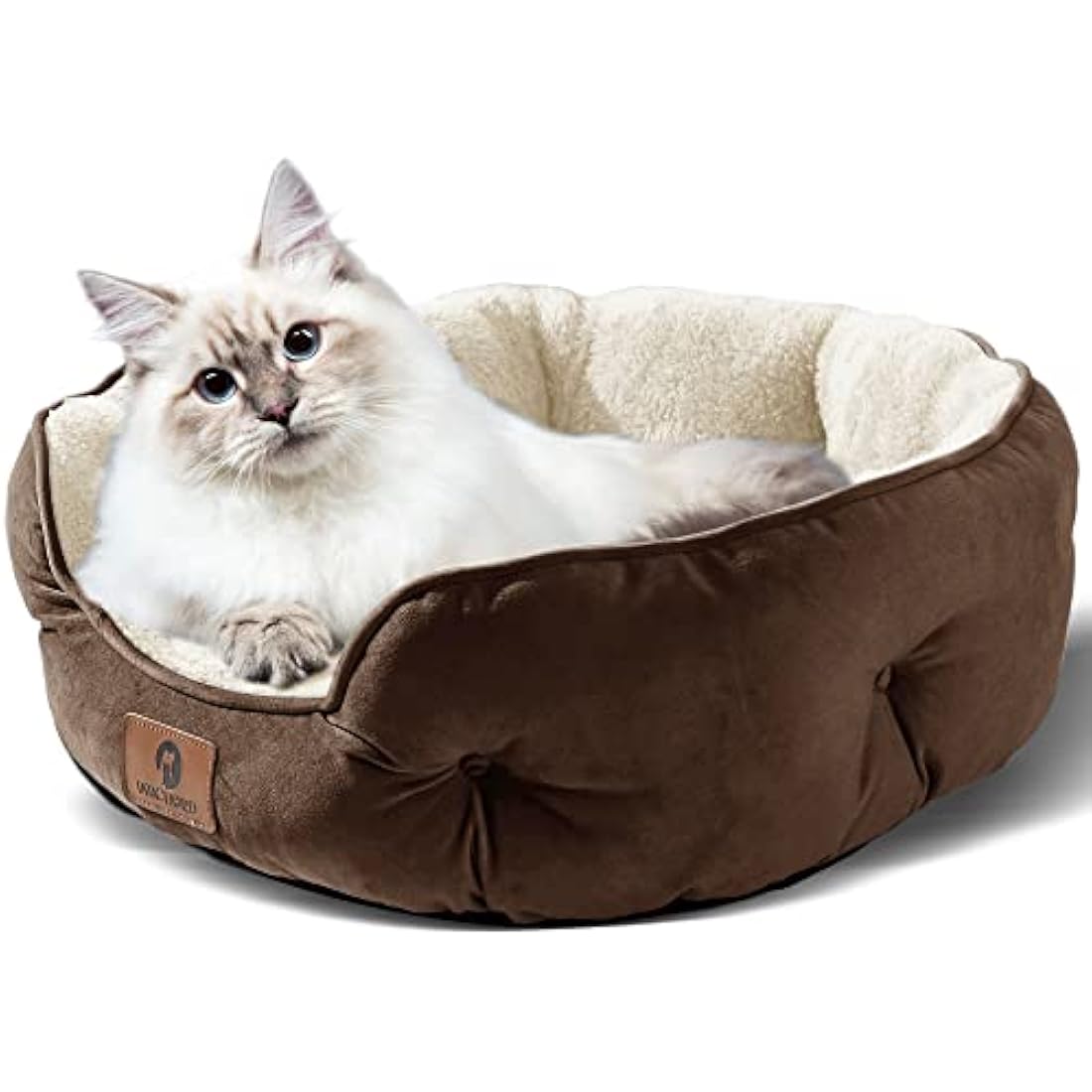 Asvin Medium Dog Bed for Medium Dogs, Large Cat Beds for Indoor Cats, Pet Bed for Puppy and Kitty, Extra Soft & Machine Washable with Anti-Slip & Water-Resistant Oxford Bottom, Brown, 25 inches
