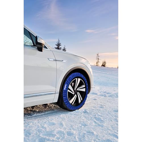 Sparco set of 2 textile snow chains for cars, easy to install, quiet and durable, approved, certified and reusable Sparco SnowShield, gloves included. (XXL)
