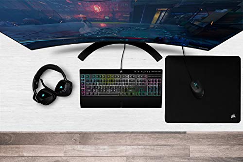 CORSAIR K55 RGB PRO Membrane Wired Gaming Keyboard – IP42 Dust and Spill-Resistant – 6 Macro Keys with Elgato Integration – iCUE Compatible – QWERTY UK – PC, Mac, Xbox – Black
