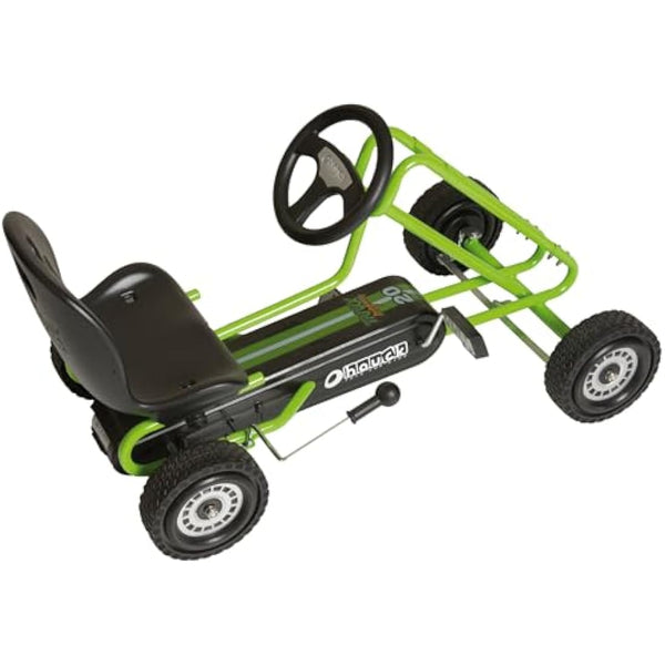 hauck Lightning, Green - Go Kart for Kids Age 4 to 8 up to 50 kg, Girls & Boy Ride-On Race Car with Rubber Tyres, Adjustable Seat, Handbrake, Sturdy Steel Frame