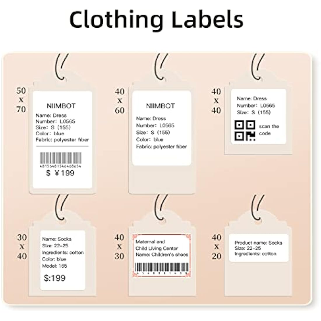 NIIMBOT B21/B3S Lable Maker Tape 1.97" x 2.76" (50×70mm) Waterproof Sticker Paper Shipping Address Labeling Replacement with Self-Adhesive,1 Roll of 110pcs (White)