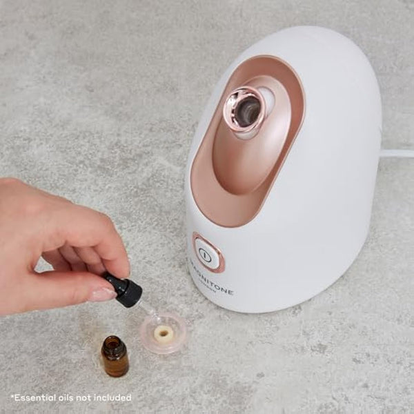 MAGNITONE SteamAhead2 Hydrating Facial Nano Steamer at-Home Spa Treatment for Deep Pore Cleansing and for Use with Essential Oils As A Room Humidifier