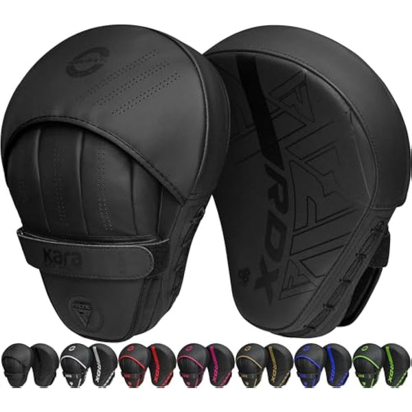 RDX Boxing Pads Curved Focus Mitts, Maya Hide Leather KARA Hook and jab Training Pads, Adjustable Strap Ventilated, MMA Muay Thai Kickboxing Coaching Martial Arts Punching Hand Target Strike Shield