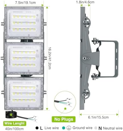 STASUN LED Floodlight Outdoor, 150W 15000LM Super Bright Security Lights with Wider Lighting Angle, 6000K Adjustable LED Spotlight, IP65 Waterproof Outdoor Light for Yard, Court, Street, Parking Lot