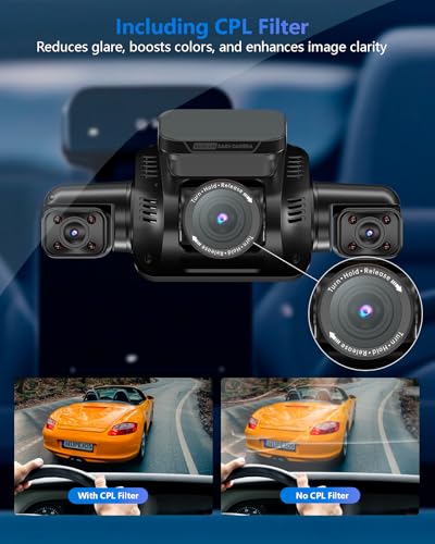 AI Dash Cam Front Rear Inside with Driver Monitor System, 360° Car Camera 4K, 4 Channel Camera for Cars Built-in WiFi GPS, Dashcam with 128GB SD Card, Night Vision, 24H Parking Mode, Upgrade DMS V8Pro