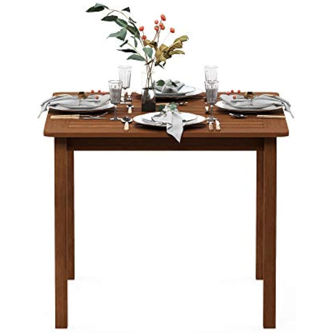 Furinno Hardwood Bermuda Square Table in Teak Oil, Wood, Natural, (W) x 74.17 (H) x 89.92 (D) cm