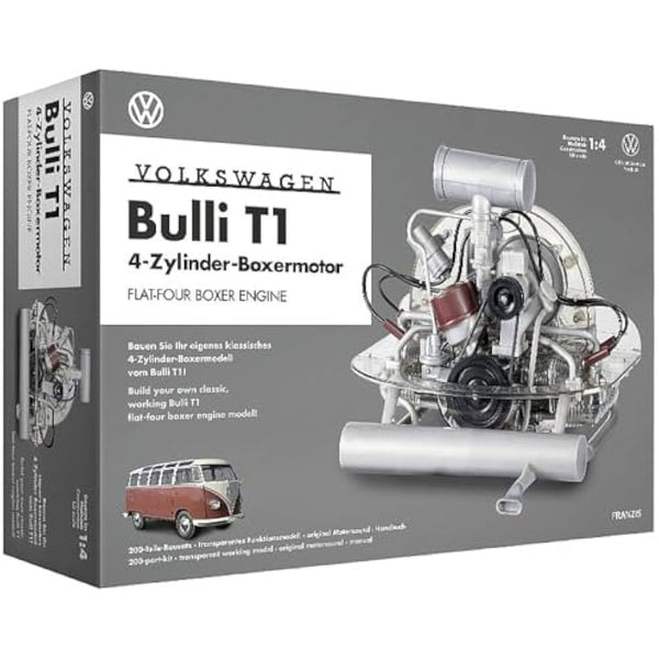 FRANZIS 67152 – Volkswagen VW Bulli T1 Boxer Engine, Faithful Engine Kit of The 4-Cylinder Engine in 1:4 Scale Including Sound Module, Instructions and 94 Page Accompaniment Book