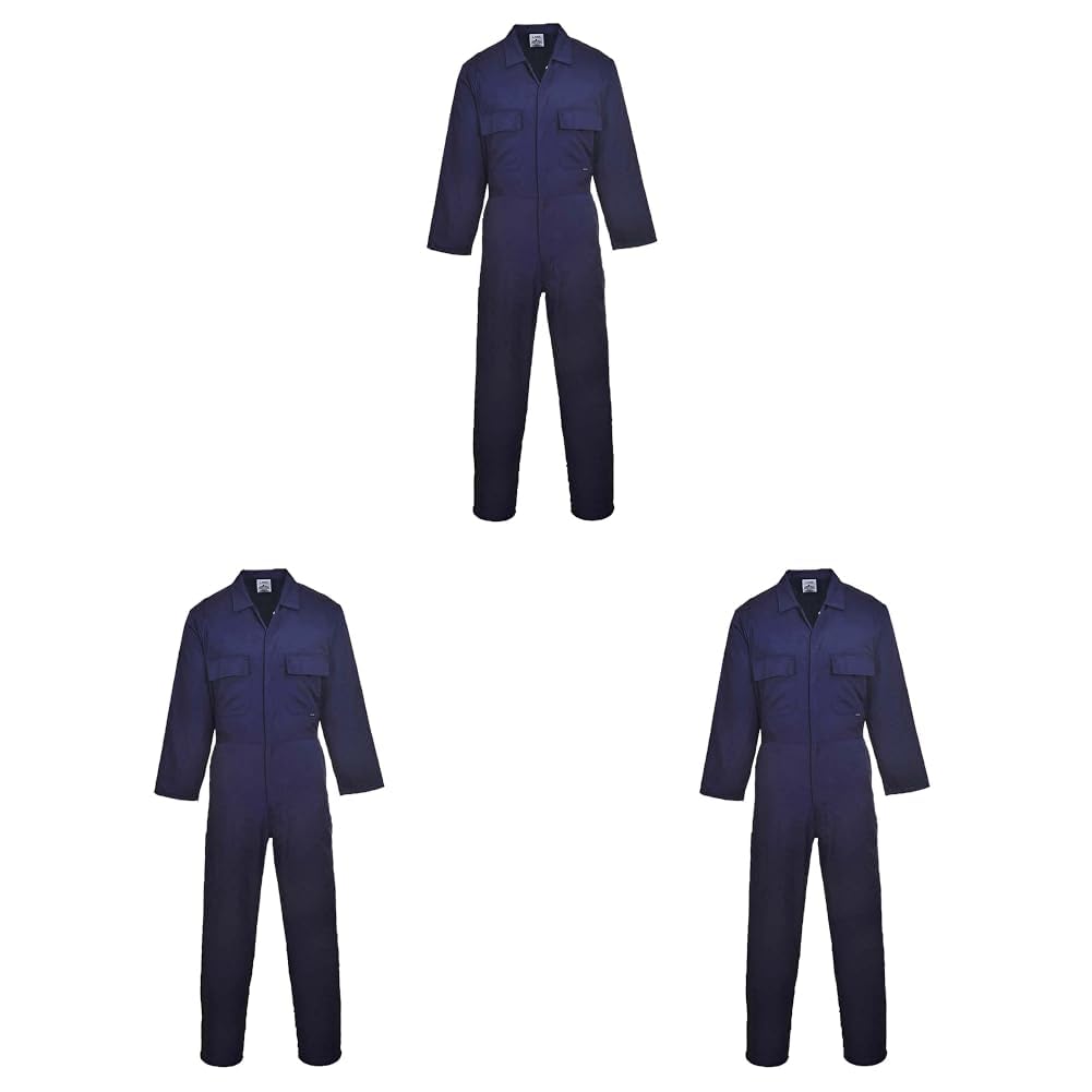 Portwest S999 Men's Work Coveralls - Protective Polycotton Work Overalls Durable Workwear Boiler Suit for Mechanics Warehouse Garages DIY Navy, X-Large