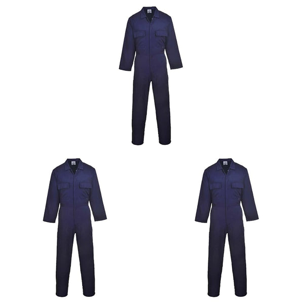 Portwest S999 Men's Work Coveralls - Protective Polycotton Work Overalls Durable Workwear Boiler Suit for Mechanics Warehouse Garages DIY Navy, X-Large